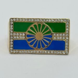 Nº041 Anillo Doble Dedo de Bandera Gitana con Circonitas