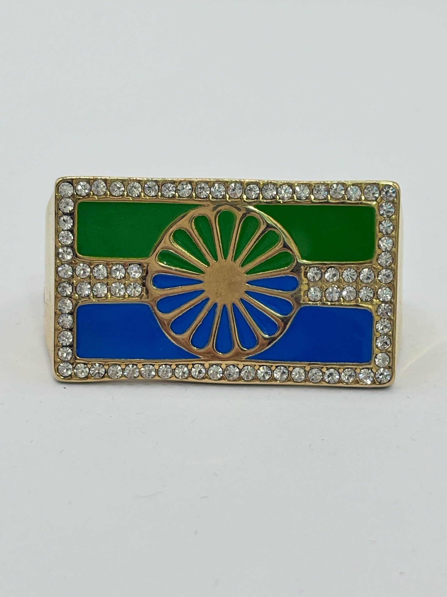 Nº041 Anillo Doble Dedo de Bandera Gitana con Circonitas