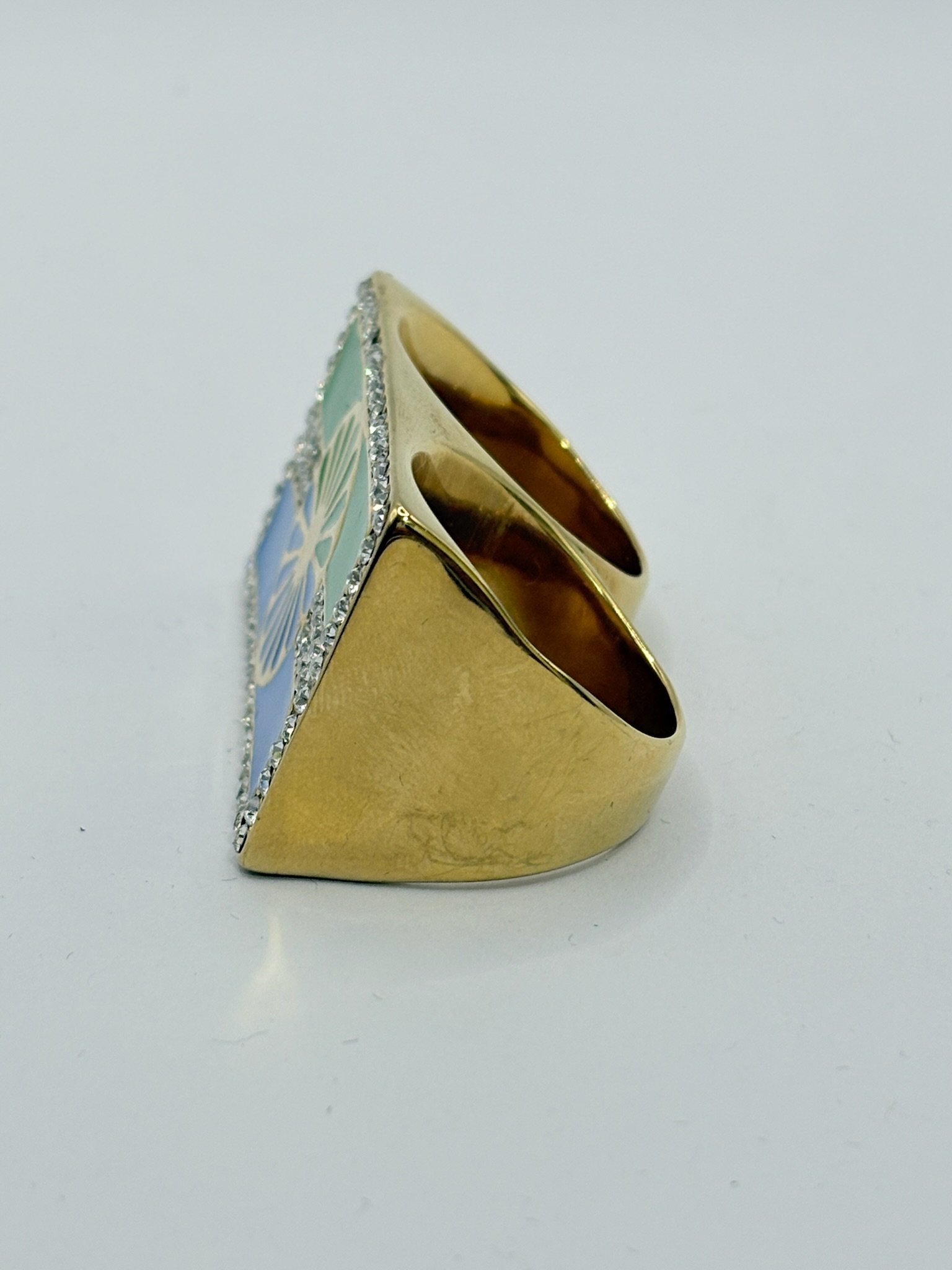 Nº041 Anillo Doble Dedo de Bandera Gitana con Circonitas - Imagen 3