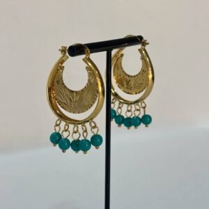Pendientes Panderetas con Bolitas Colgantes en Color