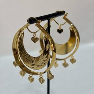 Pendientes Panderetas Grandes en Acero Inoxidable Dorado