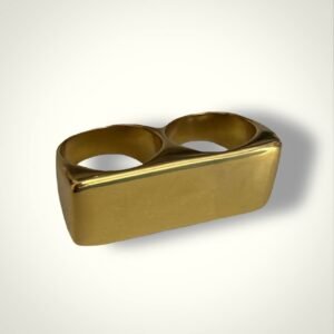 Nº 004 Anillo Dorado de Dos Dedos en Acero Inoxidable Liso