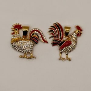 Medalla de Gallo con colores en acero inoxidable