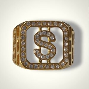 Nº034 Anillo Cuadrado con Símbolo de Dólar con brillo