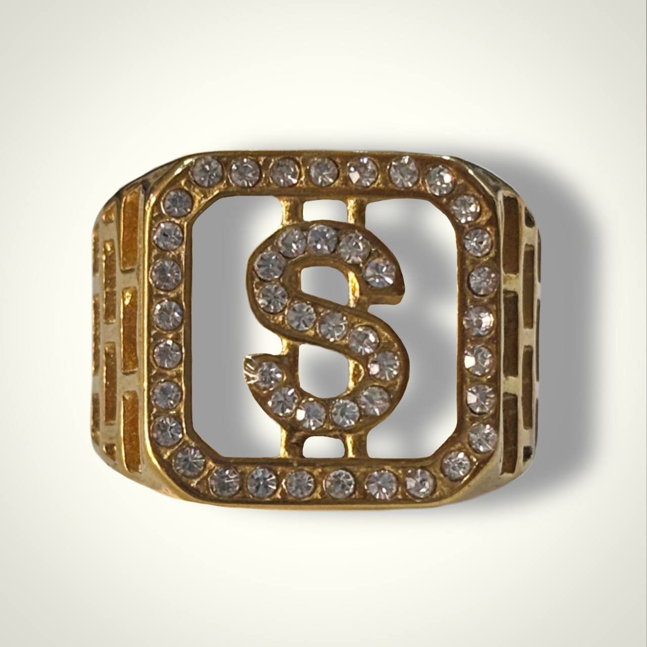 Nº034 Anillo Cuadrado con Símbolo de Dólar con brillo