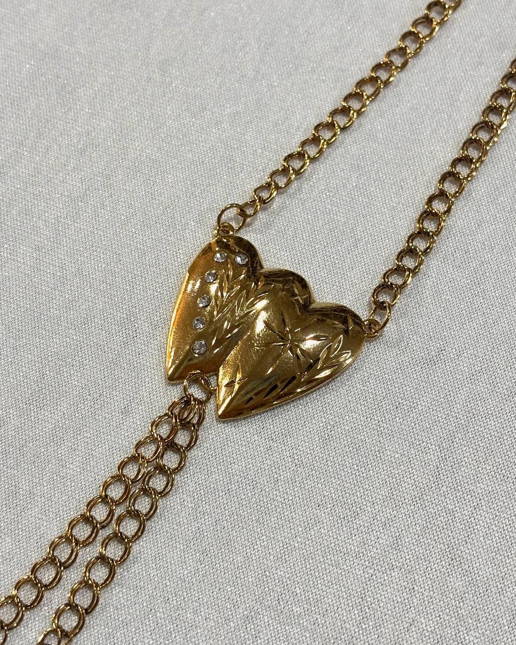 Manita doble de corazón con piedra de color - Imagen 3