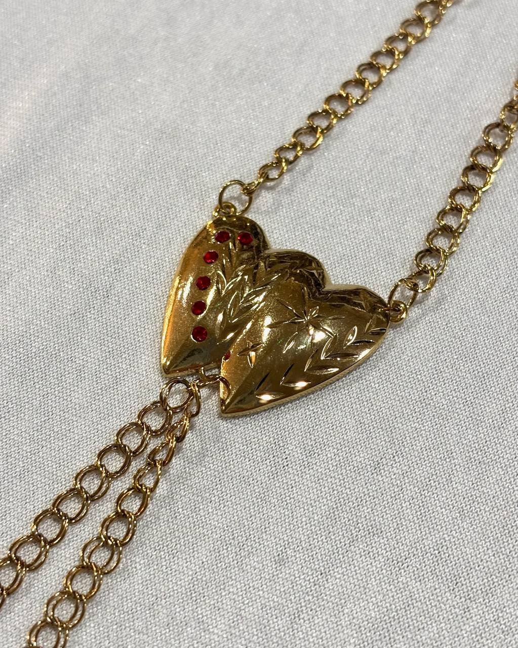 Manita doble de corazón con piedra de color - Imagen 5