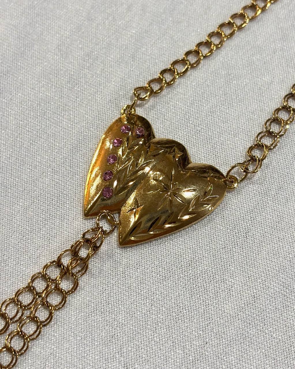 Manita doble de corazón con piedra de color - Imagen 7