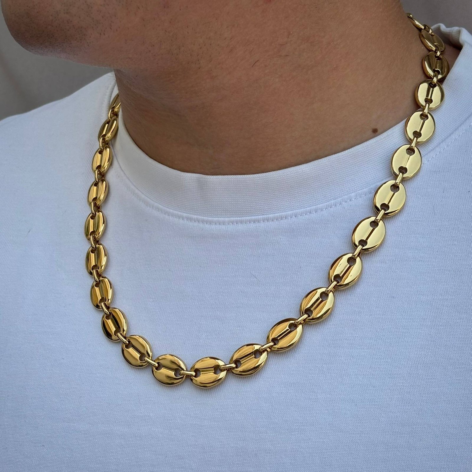 Cadena Grano de Cafe con agujero pequeño