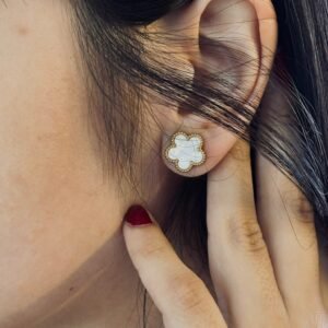 Pendientes – Conjunto floral “Noir & Blanc”
