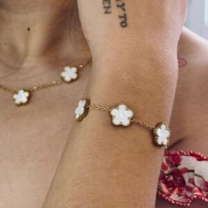 Pulsera – Conjunto floral “Noir & Blanc”