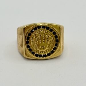 Nº127 Anillo Corona Rectangular con piedras negras