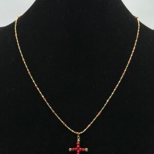 Cadena cruz coral N1